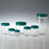 Clear Short Straight Side Round Bottle / Jar / 단형대광구병, with Teflon Lined Cap