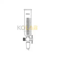 Funnel, Cylinderical, Graduated, Teflon cock, With joint / 눈금하부죠인트원통분액깔대기