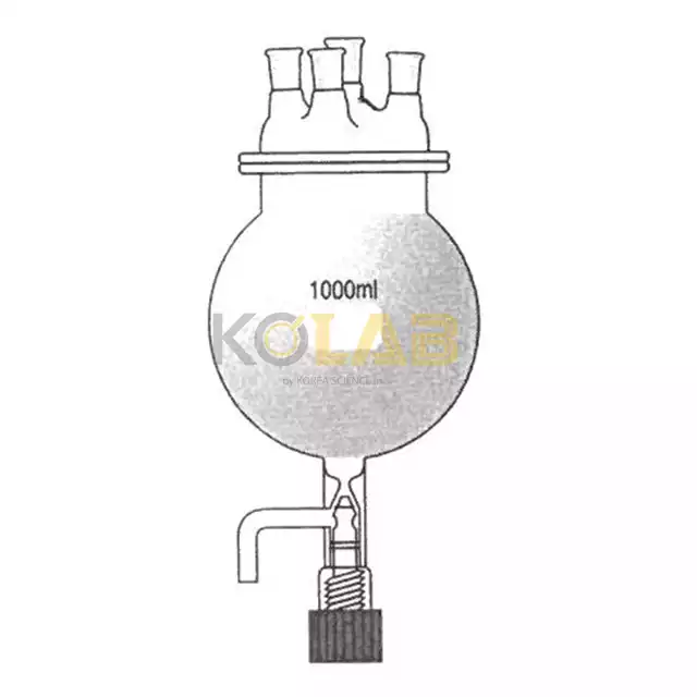 Reaction flask, Round bottom flask type, With cock, 4Neck / 콕크부플라스크형반응조세트, 4구