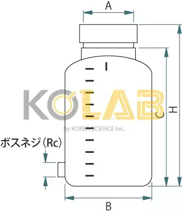 PFA thick-walled wide mouth bottles with boss / 두꺼운PFA하구광구병