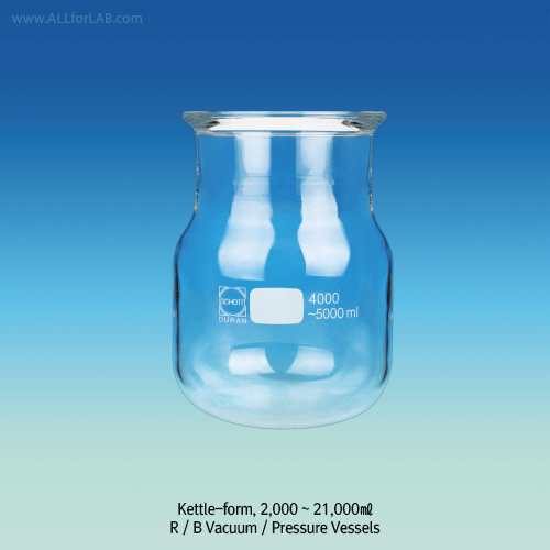 100 ~ 22,000㎖ DURAN® Original Vacuum/Pressure Reaction Vessel, with 45° DN-flange/O-ring Groove / 정품 DURAN® 환저 진공 / 압력 반응 베셀, O-링 홈부, 완벽한 호환성 표준화 규격, Perfact Compatibility, 0.5 ~ 2.5 bar