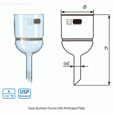 DURAN® Glass Buchner Funnel with Perforated Plate, 70~1000㎖ for Mambrane/Filter-paper/Filter-cloth, Borosilicate Glass 3.3, Φ4.8~12cm, / 글라스 부후너 깔때기