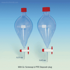 SciLab® Professional Separatory Funnels, with DURAN® PBT GL-Screwcap/PTFE Seals  / 100~5000㎖스크류-캡 분액 깔때기, PTFE콕, DURAN Boro-glass 3.3, with PTFE plug Stopper