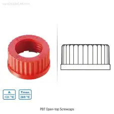 DURAN® Hi-Temp. PBT Universal GL Screwcap with PTFE/Silicone Septa and ETFE Pour-Ring, DIN/GL14~GL45 For All DIN/GL-screw Necks of Bottle / Flask / Tube / Vessel, -45℃~+180℃, Stable, / 고온 PBT 만능 스크류 캡과 푸어링 링